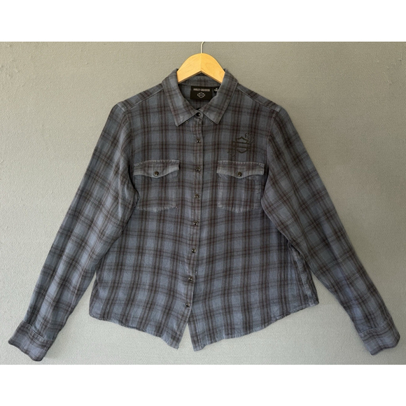 Harley-Davidson Womens Plaid Classic Enchanted Shirt Embroidered Logo 1W - Picture 2 of 15